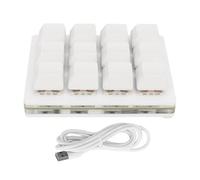 Cloimei Clavier de Jeu mécanique à 12 Touches USB à Une Main, Mini Macro programmable, rétroéclairage LED, Interrupteur Rouge échangeable à Chaud, pour PC Gaming Streaming ABS blan