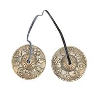Cloimei Cymbales tibétaines authentiques carillons de méditation en laiton fabriqués à la main avec des motifs de bon augure pour le yoga, la guérison spirituelle et la pratique de