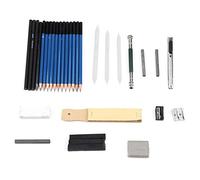 Cloimei Ensemble de crayons à dessin professionnels 32 pièces Kit de croquis haut de gamme avec étui de transport à fermeture éclair pour artistes débutants étudiants outils en boi