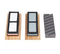 Cloimei Ensemble de pierres à aiguiser de qualité supérieure, combinaison de 4 grains 400/1000 3000/8000 avec base en bois antidérapante et pierre à aplatir pour couteaux, outils,