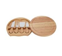 Cloimei Ensemble de planches à fromage, planche à charcuterie, plateau à fromage en bois avec 4 outils en acier inoxydable, ensemble de service à fromage en bois d'hévéa de qualité