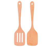 Cloimei Ensemble de spatules en bois naturel, 2 pièces, ustensiles de cuisine à haute température sans rayures pour la cuisson, la friture, lisse 12 pouces