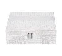 Cloimei Jewelry Box Organizer Storage Case White Artificial Leather Multilayer Watch Jewelry Holder with Removable Pillows for Women Gift Home Decor 9.4x7.4x3.1 Inches