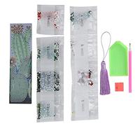 Cloimei Kit de marque-pages pour peinture diamant à faire soi-même avec pompon, ensemble de broderie diamant 5D pour adultes débutants, marque-page en cuir artificiel comprenant 12 (Couper)