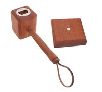 Cloimei Ouvre-bouteille en bois style marteau ouvre-bouteille de bière multifonctionnel avec base pour cuisine bar cadeaux de fête pour hommes mari papa petit ami corde en cuir de