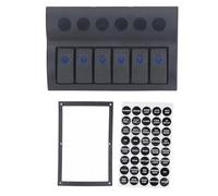 Cloimei Panneau de commande électrique Panneau de commande de commutateur marin à 6 gangs avec lumières LED bleues et protection contre les surcharges pré-câblé pour bateaux RV DC1