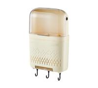 Cloimei Porte-baguettes mural organisateur d'ustensiles de cuisine auto-adhésif avec bac de vidange et couvercle boîte de rangement peu encombrante pour restaurant à domicile en pl