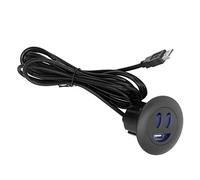 Cloimei Prise de charge USB avec rétroéclairage LED, cordon d'alimentation 5 V, 2,5 m, pour la maison, canapé inclinable, table de chevet, installation intégrée, matériau ABS, trou