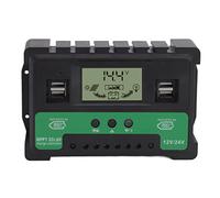 Cloimei Solar Charge Controller 12V 24V Automatic LCD Display Dual USB 2.5A Output Smart PV Regulator for Off Grid Solar Panel System RV Marine Home Power ABS Case 6.5x4.13x1.77in (30A)