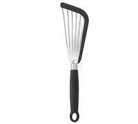 Cloimei Spatule à poisson professionnelle en silicone antiadhésive avec fentes en acier inoxydable pour retourner les œufs, crêpes, steak, ustensile de cuisine à haute température (Noire)