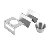 Cloimei Support à tacos en acier inoxydable avec saucière amovible, support de buffet de cuisine durable pour la maison, les restaurants, les fêtes, argent 8 x 3,9 x 2 pouces