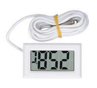 Cloimei Thermomètre numérique Mini LCD filaire instrument de mesure de température électronique avec grand écran pour la maison, l'aquarium, la cuisine, utilisation en plastique AB (Blanche)