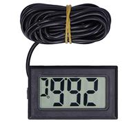 Cloimei Thermomètre numérique Mini LCD filaire instrument de mesure de température électronique avec grand écran pour la maison, l'aquarium, la cuisine, utilisation en plastique AB (Noire)