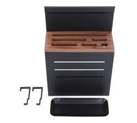 Cloimei Wall Mount Cutlery Organizer Aluminum Alloy Kitchen Utensil Holder with Composite Wood Modern Space Saving Design for Wall Mounted Storage Durable Kitchen Accessories 11.81 (Noir mat)