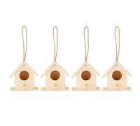 Cloimei Wooden Bird House Set of 4 Natural Hanging Bird Nests Breeding Boxes Garden Outdoor Decor Handcrafted Bird Cages for Small Birds Wildlife Shelter