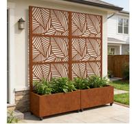 Cloison avec jardinière Surnskoki acier galvanisé 190 x 82 x 38 cm rouille