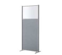 Cloison B-Zen acoustique semi vitrée tissu Bondai gris - H 180 x L 81 cm cadre gris argent -sans pied - Cloisons acoustiques - Bruneau