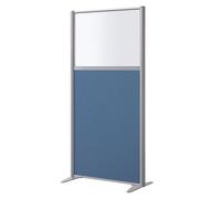 Cloison B-Zen de séparation semi vitrée tissu Bondai bleu- H 160 x L 81 cm cadre gris argent -sans pied - Cloisons acoustiques - Bruneau