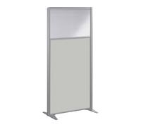 Cloison B-zen semi vitrée bois H 180 x P 81 cm - Gris pied fixe aluminium - Cloisons de séparation - Bruneau