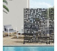 casa.pro Paravent Clôture Cloison de Séparation pour Extérieur et Intérieur Séparateur Idéal pour Jardin Terrasse Patio Salon Studio Acier Galvanisé 180 x 120 x 40 cm Noir