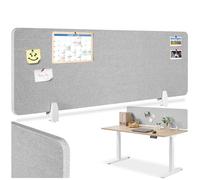 Cloison de bureau - TECTAKE - Cloison insonorisante NOISY avec coins arrondis et 2 pinces fixation, polyester, 160 x 40 cm - Gris