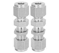 Cloison De Compression, 2 Pièces En Acier Inoxydable à Double Virole Travers Le Connecteur De Plaque Raccord De Cloison Étanche Pour Tuyau D'air, Tuyau D'huile, Tuyau D'eau (Ф8)