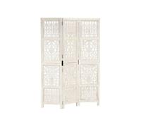 vidaXL Cloison de séparation 3 panneaux – Blanc 120x165 cm – Bois manguier