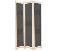 Cloison de séparation 3 panneaux Gris 120x170x4 cm Tissu Gris