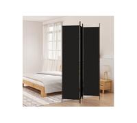 Cloison de séparation 3 panneaux Noir 150x220 cm Tissu
