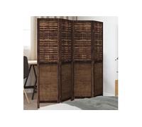 vidaXL Cloison de Séparation 4 Panneaux, Séparateur de Pièce, Écran d'Intimité, Paravent de Salon Chambre, Marron Foncé Bois 358705 Marron G