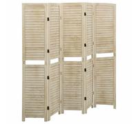 Cloison de Séparation 5 Panneaux 175x165 cm Bois de Paulownia Paravent vidaXL