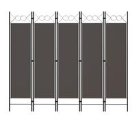 Cloison de séparation 5 panneaux anthracite tissu polyester cadre fer 200x180 cm
