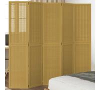 Cloison de Séparation 5 Panneaux Paravent Marron Bois Paulownia Massif vidaXL