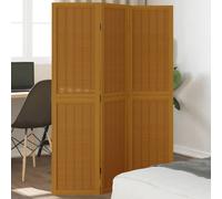 Cloison de Séparation 5 Panneaux Paravent Marron Bois Paulownia Massif vidaXL