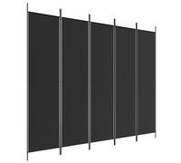 vidaXL Cloison de Séparation 5 Panneaux Séparateur de Pièce Pliable Diviseur Écran d'Intimité Paravent Décoration Salon Noir 350189