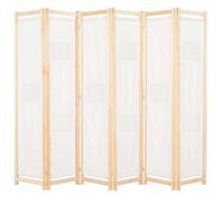 Cloison de séparation 6 panneaux Crème 240 x 170 x 4 cm Tissu