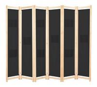 Cloison de séparation 6 panneaux Noir 240 x 170 x 4 cm Tissu Noir