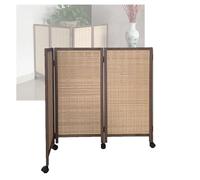 Cloison de séparation à 3 panneaux - Paravent d'intimité mobile avec poulies pliable en bambou pour la maison, l'école et la maternelle (120 x 40 cm) - Solution décorative élégante