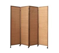 Cloison de séparation à 4 Panneaux avec Base à roulettes, paravent Pliable en Bambou for Murs temporaires/Chambre/Salon/hôpital(170x40cm/67x16in)