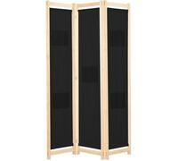 Cloison de séparation autoportante 3 panneaux noir VIDAXL