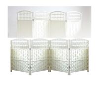 Cloison De Séparation Autoportante for Petite Pièce, Paravent Pliable en Fibre À Tissage Diamant Court, Paravent D'intimité Court en Bois for L'intérieur(100x40cm,4 Panels)