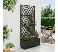 casa.pro] Cloison de Séparation avec Bac à Fleurs pour Extérieur Intérieur Brise-Vue Pare-Vent Paravent avec Motif de Losanges Jardin Terrasse Salon Bureau Acier Galvanisé 190 x 82 x 38 cm Noir