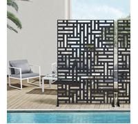 casa.pro Paravent Clôture Cloison de Séparation pour Extérieur et Intérieur Séparateur Idéal pour Jardin Terrasse Patio Salon Studio Acier Galvanisé 180 x 120 x 40 cm Noir