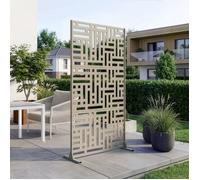 casa.pro Paravent Clôture Cloison de Séparation pour Extérieur et Intérieur Séparateur Idéal pour Jardin Terrasse Patio Salon Studio Acier Galvanisé 180 x 90 x 40 cm Beige Ail