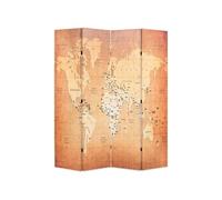 Cloison de Séparation Pliable 120x170 cm Carte du Monde Jaune Paravent vidaXL