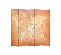 vidaXL Cloison de séparation pliable 200 x 170 cm Carte du monde Jaune Jaune
