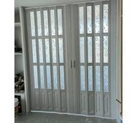 Cloison de séparation de pièce en PVC pour porte accordéon personnalisée à deux volets pour bureau/cuisine/salon avec poignées et verre acrylique Blanc 78,7 x 241,3 cm