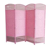 Cloison de séparation de pièce en rotin rose - 3 panneaux autoportants pliants - Cloison de séparation décorative intérieure mobile élégante 80 x 40 cm pour la maison/le bureau