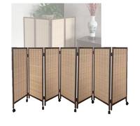 Cloison de séparation de pièce pliable en bambou à 7 panneaux avec poulies - Cloison décorative pour la maison, l'école, la maternelle (120 x 40 cm)