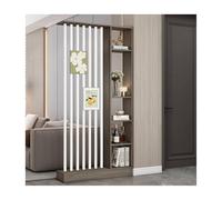 Cloison de séparation du sol au plafond en noyer et blanc avec étagère Sto - Parti polyvalent pour chambre à coucher, bureau, café, salon de thé - 100 cm / 39.4in d'économie d'espace et décoration
